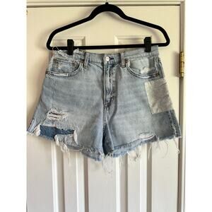 American Eagle Patchwork Denim Jean Shorts Size 10